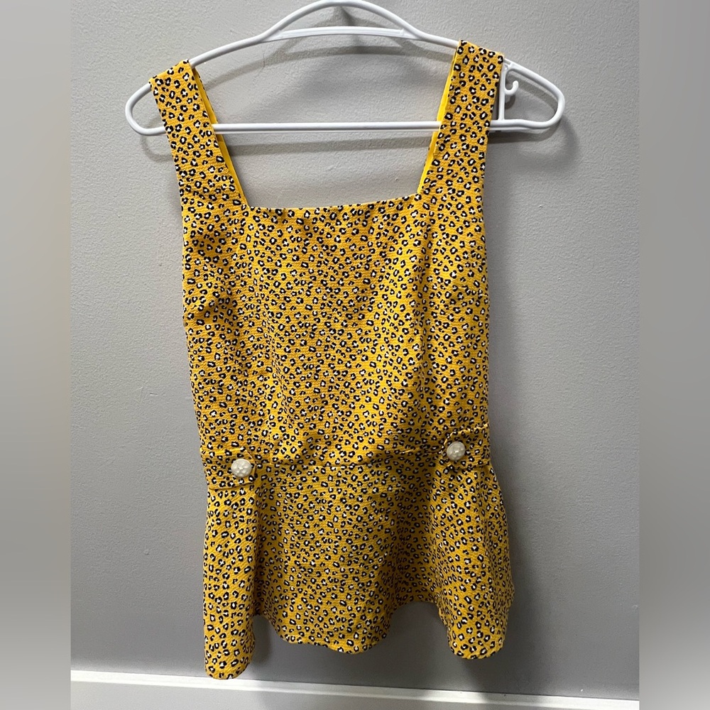 Monteau Yellow Blouse with Button Detail